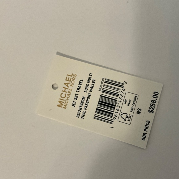 Michael Kors Passport Wallet Jet Set MK Stripe Signature Brown - Picture 9 of 9